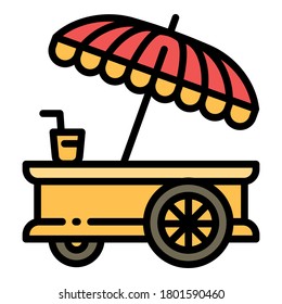Food cart umbrella icon. Outline food cart umbrella vector icon for web design isolated on white background