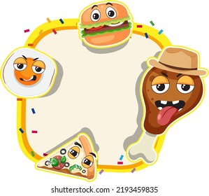 Food cartoon frame for text template illustration