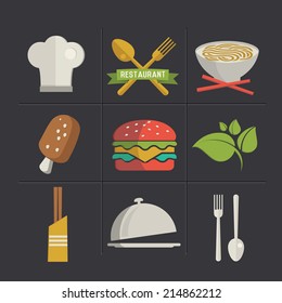 Food cartoon icons,clean vector