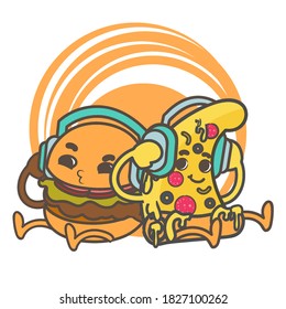 Food Cartoon style and Pop art Illustrations