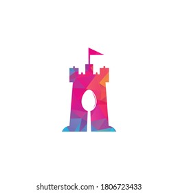 Food Castle Logo Template. Fort and food sign combination logo concept	