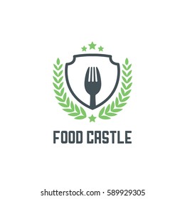 food castle town logo vector shield spike stars