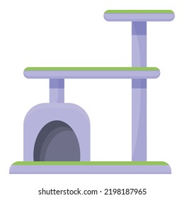 Food cat house icon cartoon vector. Pet shop. Tower climbing