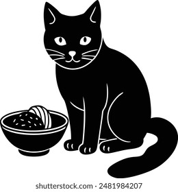 Food and cat vector illustration icon