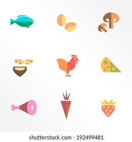 Food category varicolored flat icons / Solid fill icons in EPS 8 format