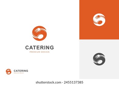 food Catering vector logo symbol. restaurant food logo design. cafes diner design. vegan food logo template