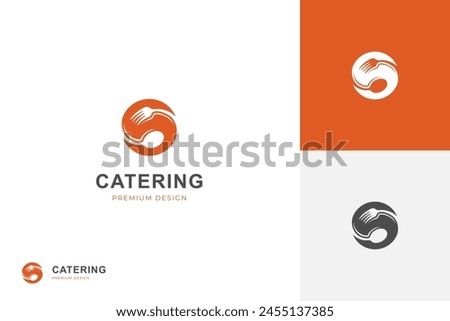 food Catering vector logo symbol. restaurant food logo design. cafes diner design. vegan food logo template