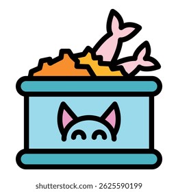 Food for cats icon. Outline food for cats vector icon thin line color flat on white