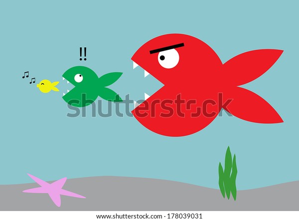 Food Chain Small Fish Food Big Stock Vector (Royalty Free) 178039031