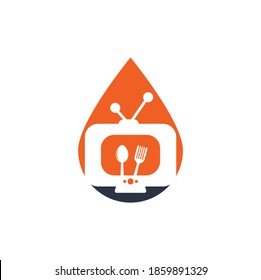 Food Channel drop shape Logo Template Design Vector. Cook Channel TV Logo Design Template Inspiration