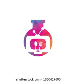 Food Channel lab shape Logo Template Design Vector. Cook Channel TV Logo Design Template Inspiration