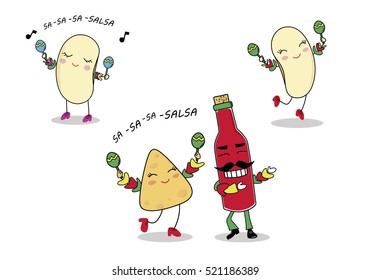 food characters having mexican party
