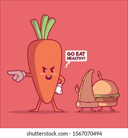 Food characters vector illustration. Healthy, fitness, fast food design concept