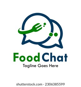 Food chat design logo template illustration
