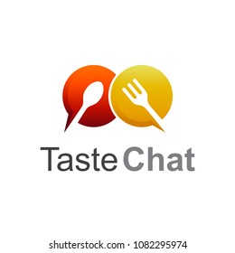 Food Chat Logo, Bubble Chat With Spoon And Fork Logo