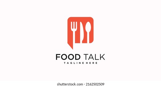 Food chat logo design with creative modern concept Premium Vector