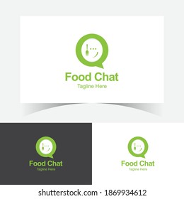 Food Chat Logo Design Template With Fork and Plat. 