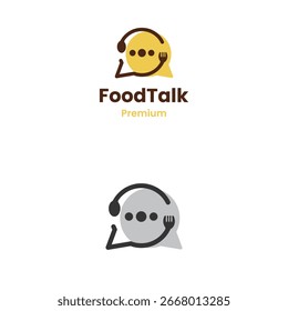 logotipo do chat com uma bolha de fala combinada com garfo e colher.
