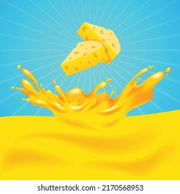 Food Cheese Flavor Splash Water Template Background Illustration Packaging Design  