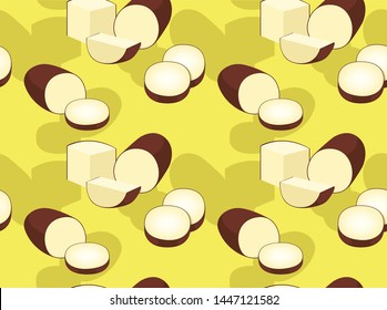 Food Cheese Smoked Vector Seamless Background Wallpaper