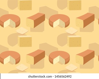 Food Cheese Tilsit Vector Seamless Background Wallpaper