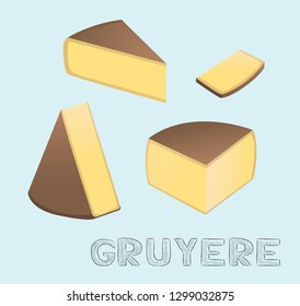 Food Cheese Type Gruyere Vector Illustration