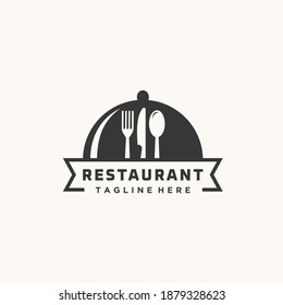 Koch Koch mit Gabelschnurmesser Küche Restaurant Café Logo Design Symbol Vektorvorlage