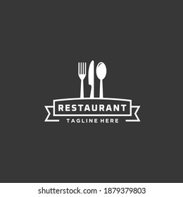 Food chef cook with fork spoon knife kitchen restaurant cafe logo design icon vector template