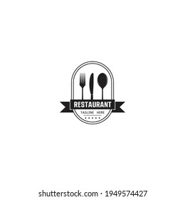 Food chef cook with fork spoon knife kitchen restaurant cafe logo design icon vector template on white background vector illustration