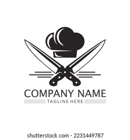 food and chef hat logo and icon vector design template 