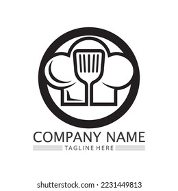 food and chef hat logo and icon vector design template 