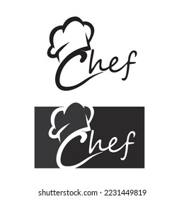 food and chef hat logo and icon vector design template 