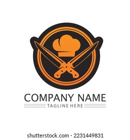 food and chef hat logo and icon vector design template 