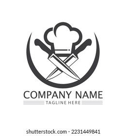 food and chef hat logo and icon vector design template 