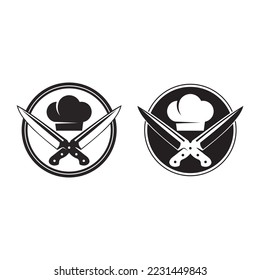 food and chef hat logo and icon vector design template 