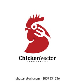Food Chicken logo design vector template, Rooster illustration, Symbol icon