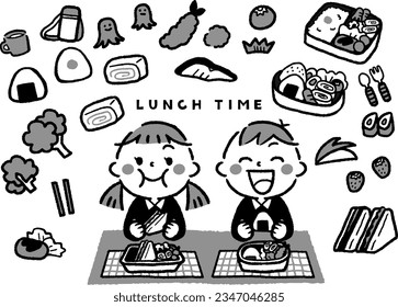 Food and children's frame illustration material
