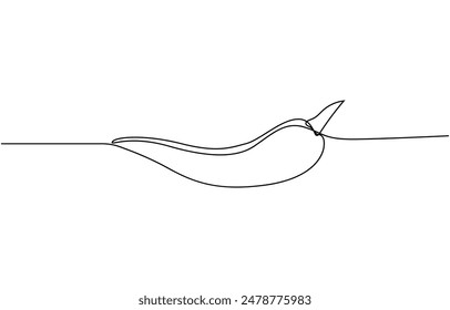 Food chili pepper icon. Simple illustration of food chili pepper vector icon for web design isolated on white background, Chili vegetable in continuous line art drawing style. Chili plant minimalist