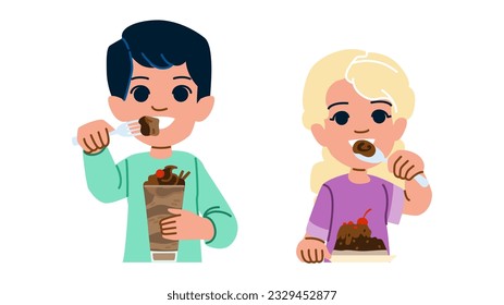 food chocolate dessert kid  vector.  sweet candy, child delicious, eat happy food chocolate dessert kid character. people flat cartoon illustration