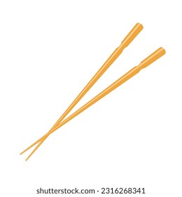 Food chopsticks simple hand drawn vector illustration, wooden traditional Japanese, Chinese, Asian sticks for eating eastern cuisine dishes and sushi, detailed design element
