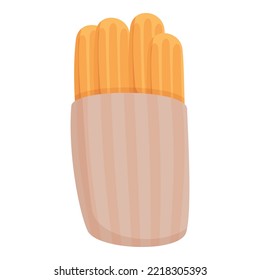 Food Churro Icon Cartoon Vector. Chocolate Pastry. Menu Box