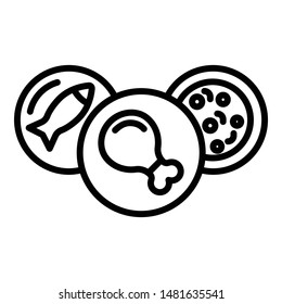 Food in circles icon. Outline food in circles vector icon for web design isolated on white background