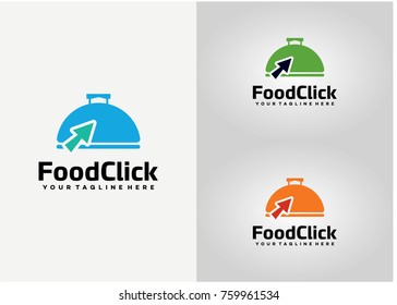 Food Click Logo Template Design. Creative Vector Emblem for Icon or Design Concept