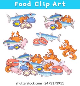 Food clip art seafood vector.