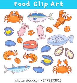 Food clip art seafood vector.