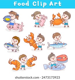 Food clip art seafood vector.