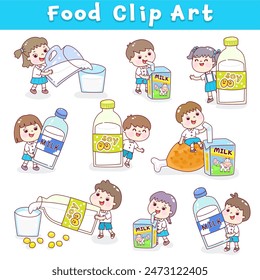 Food clip art set basic food groups.