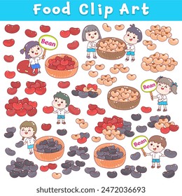 Food clip art set collection of beans.