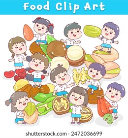 Food clip art set collection of beans.