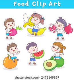 Food clip art set vegetables and fruits.